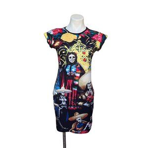 Day of the Dead Bodycon Novelty Tattoo Dress Festival Goth Oddity